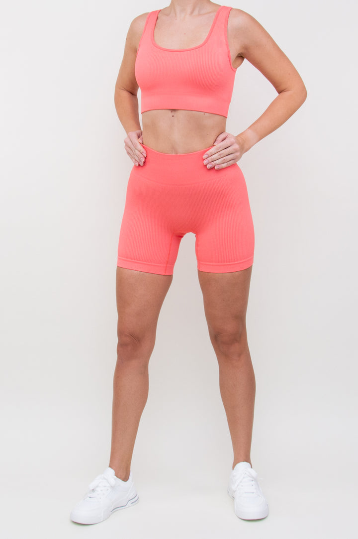 Kostiumas "Ribbed Knit Classic Set Coral Pink"