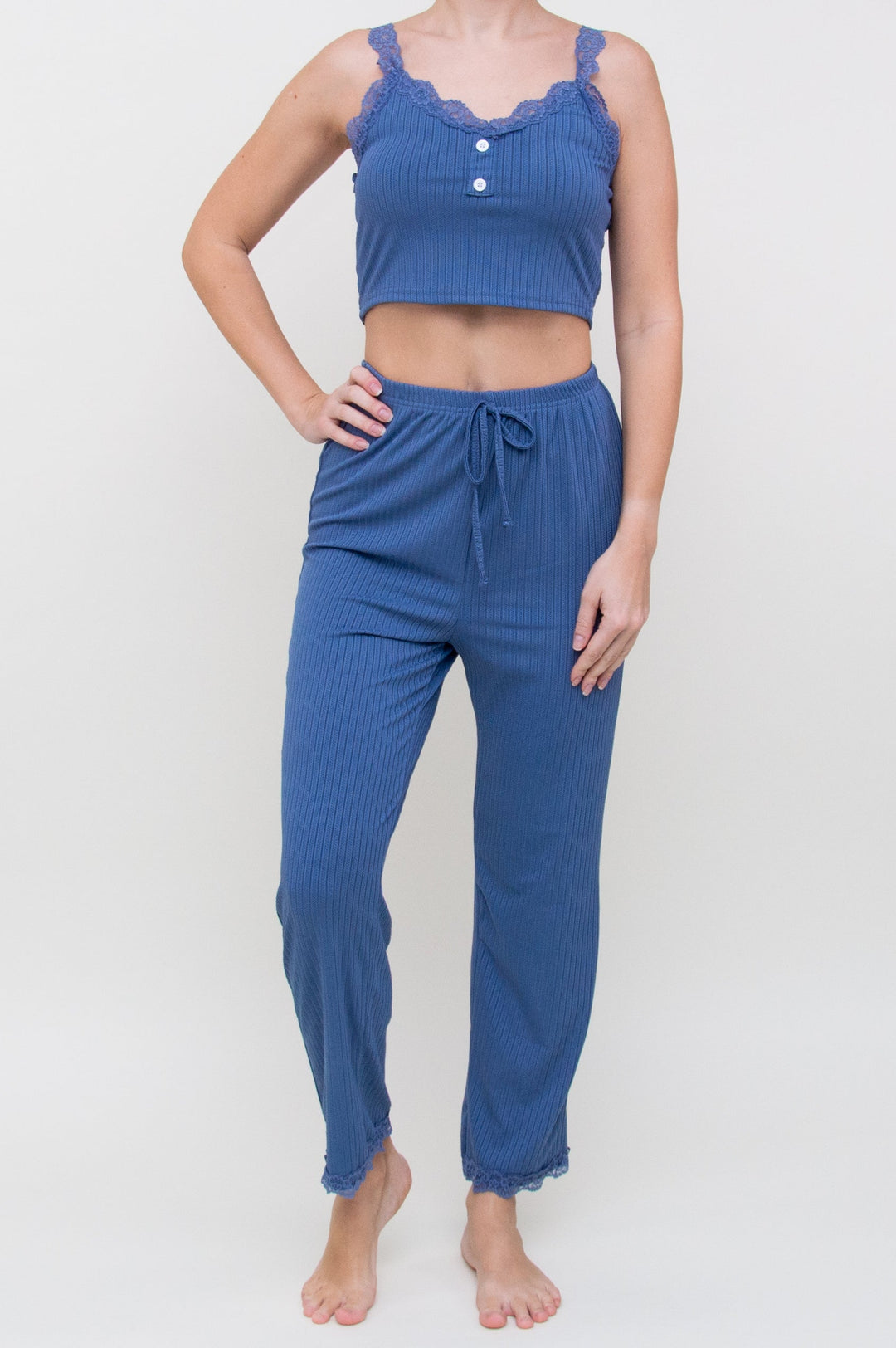 Pižama "Lace Button Dusty Blue"