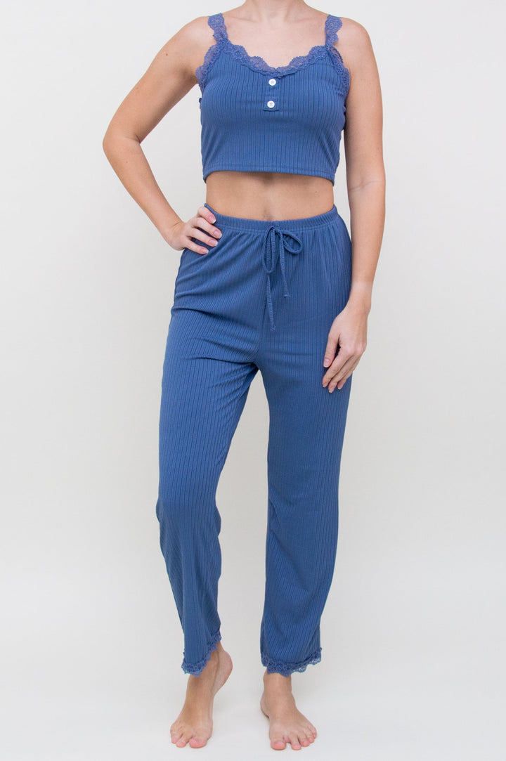 Pižama "Lace Button Dusty Blue"