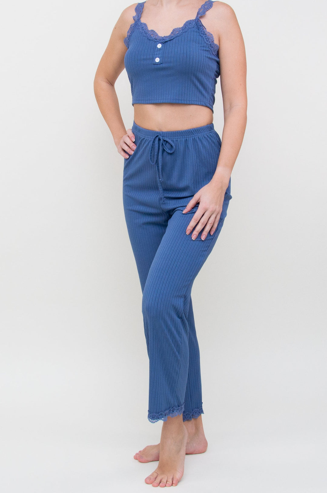 Pižama "Lace Button Dusty Blue"