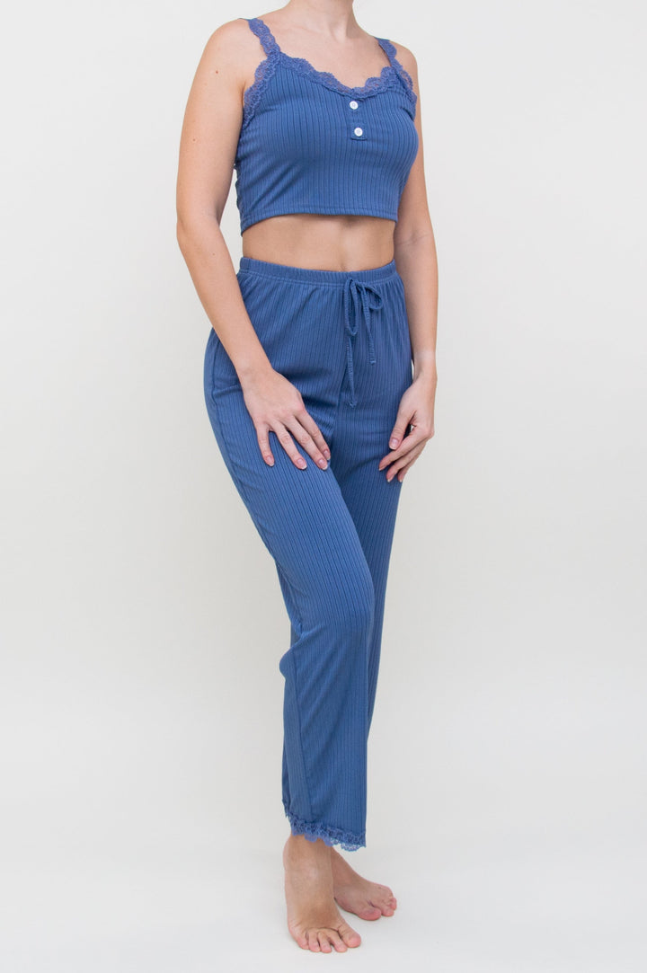 Pižama "Lace Button Dusty Blue"