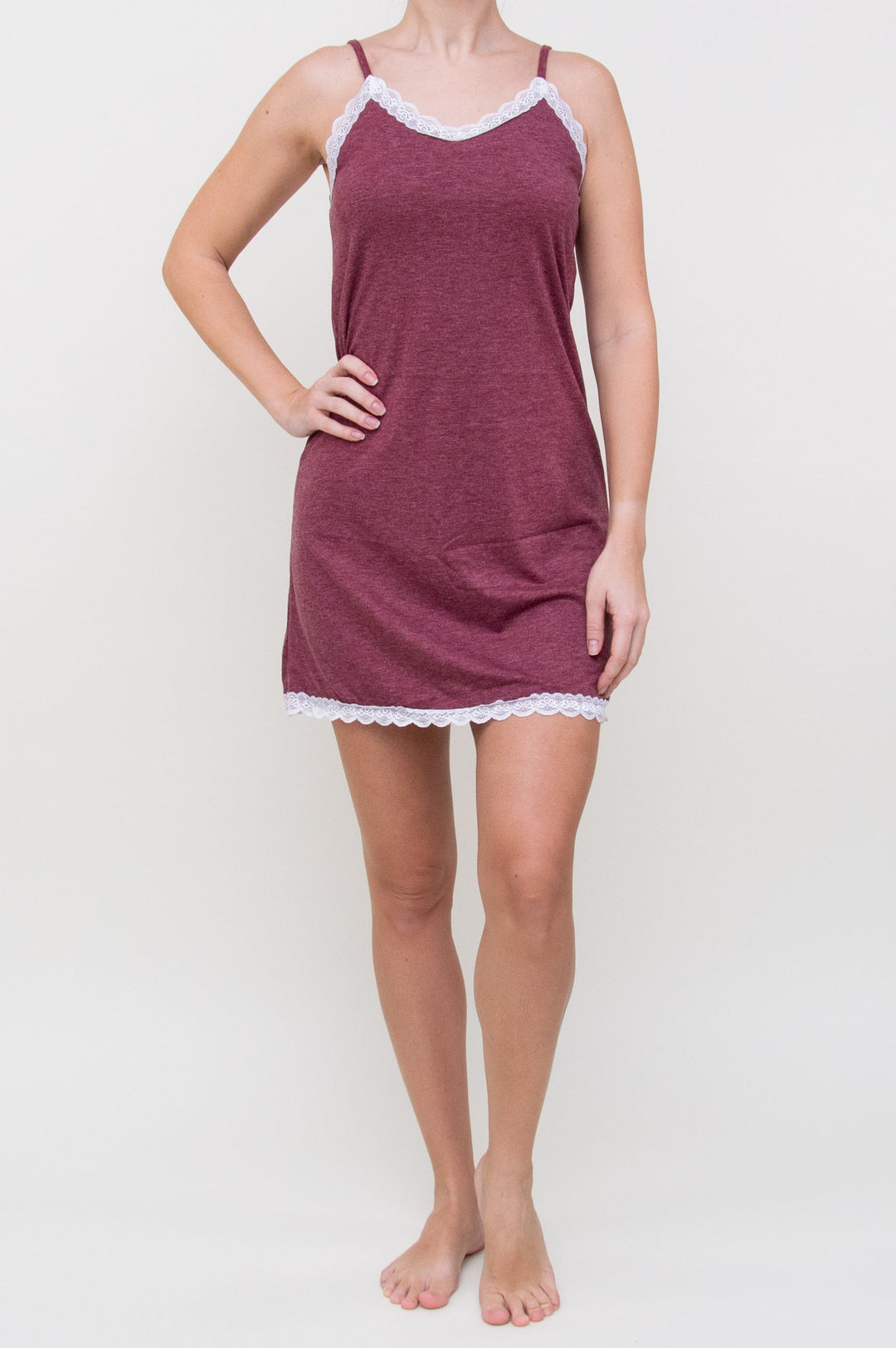 Naktiniai "Lace Trim Maroon"
