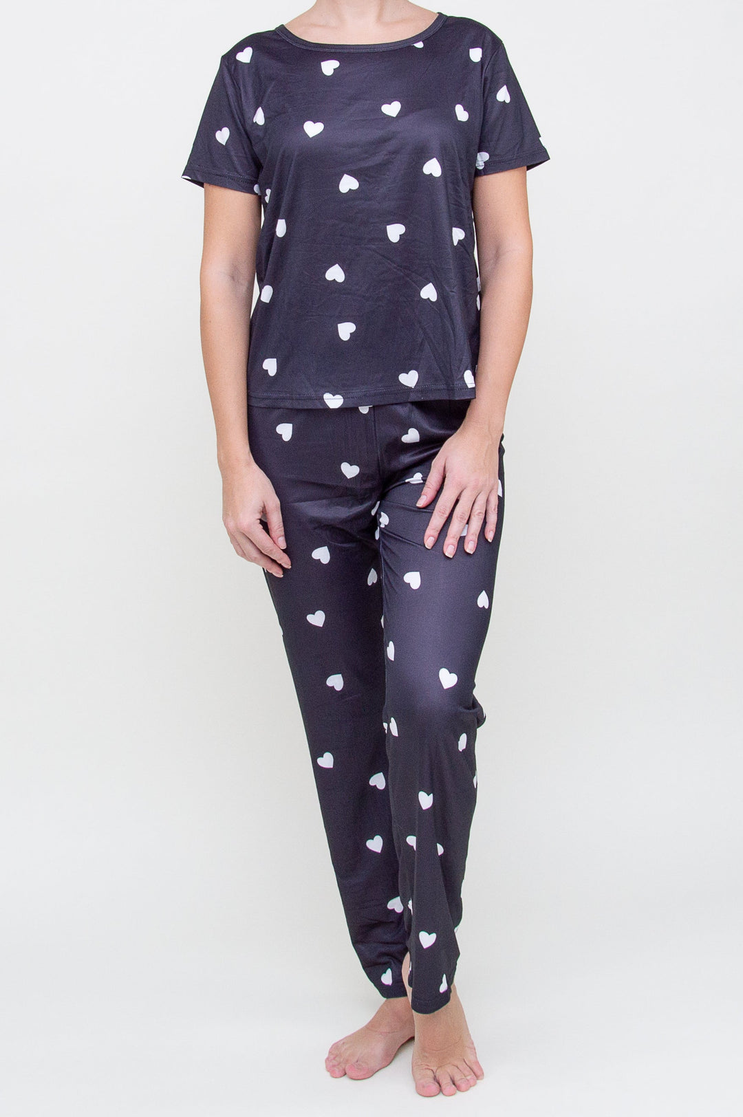 Pižama "Heart Print Long Black"
