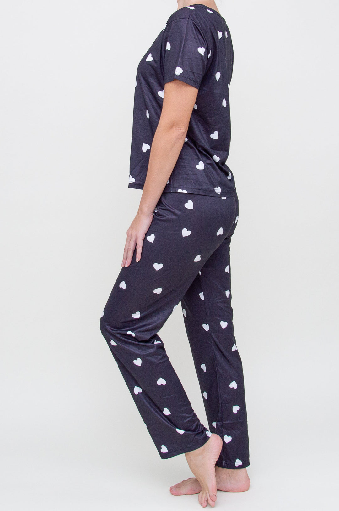 Pižama "Heart Print Long Black"