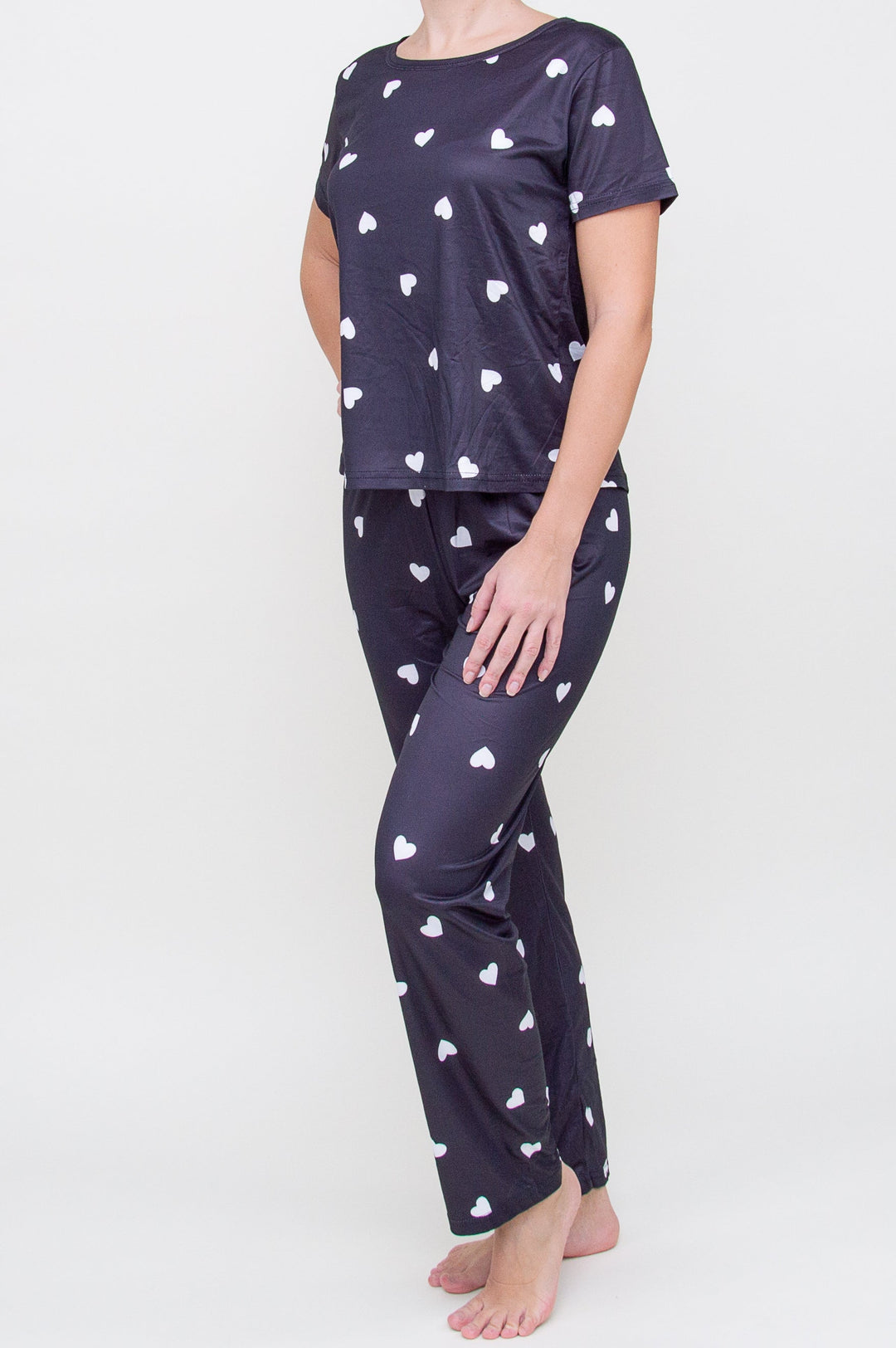Pižama "Heart Print Long Black"
