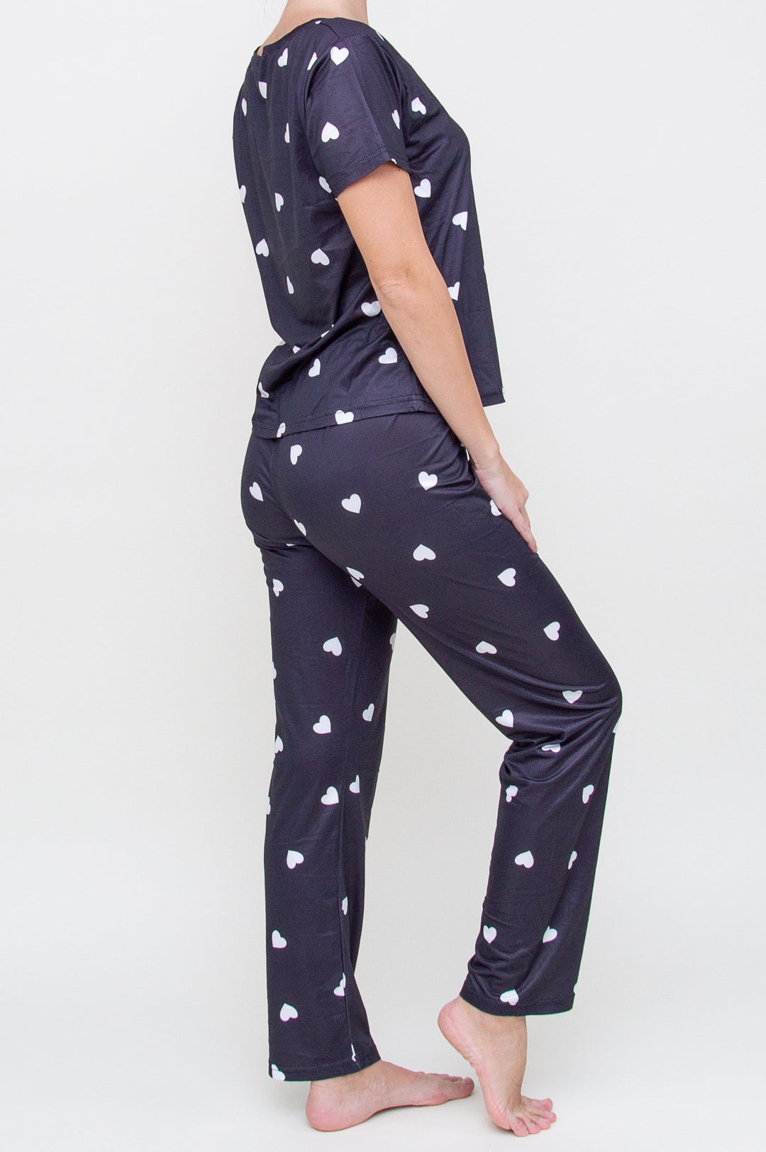Pižama "Heart Print Long Black"