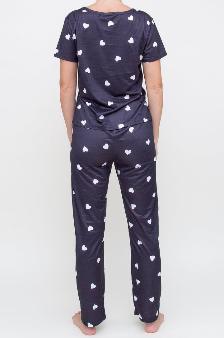 Pižama "Heart Print Long Black"
