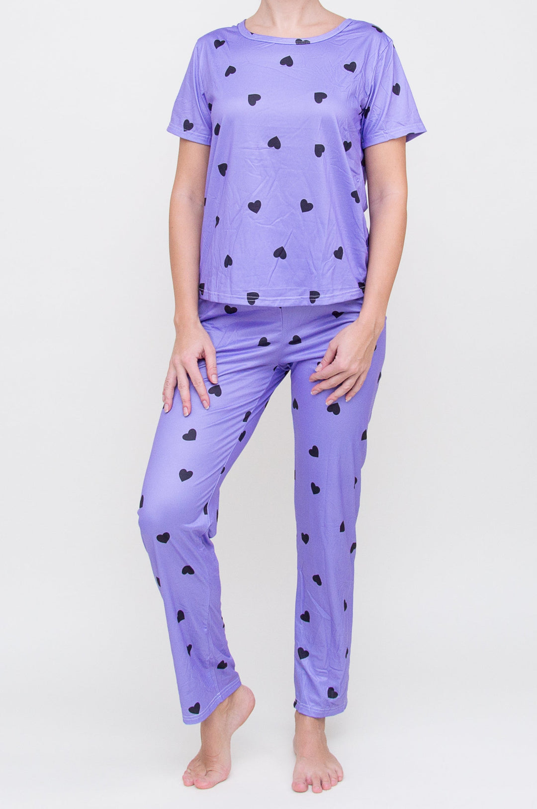 Pižama "Heart Print Long Purple"