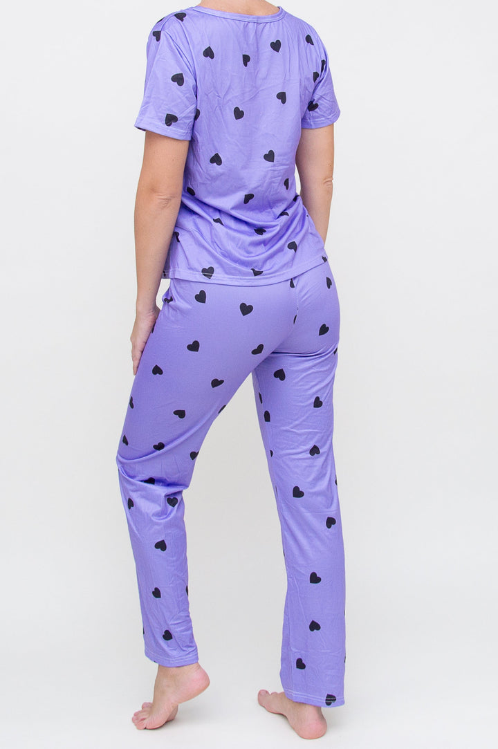 Pižama "Heart Print Long Purple"
